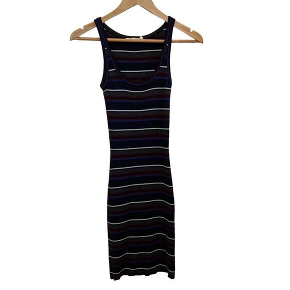 T by Alexander Wang Size XS Dress Striped Bodycon Ribbed Sleeveless Midi - Picture 3 of 6